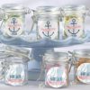 Personalized Glass Favor Jars - Kate's Nautical Baby Shower Collection (Set of 12)