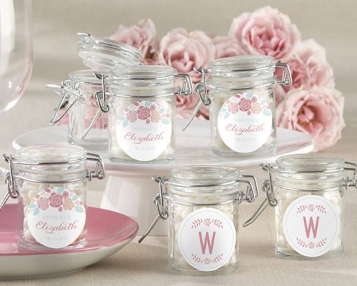 Personalized Glass Favor Jars - Kate's Rustic Bridal Shower Collection (Set of 12)