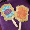 Personalized Gold Glitter Hand Fan - Indian Jewel (Set of 12)