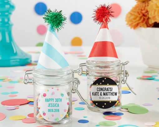 Personalized Glass Favor Jars - Party Time (Set of 12)