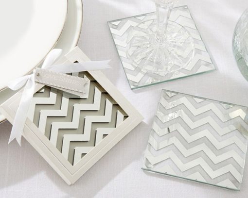 "Shimmer and Shine" Silver Chevron Coasters