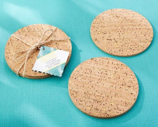 Tropical Chic Gold Glitz Cork Coasters