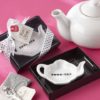 "Swee-Tea" Ceramic Tea-Bag Caddy in Black & White Serving-Tray Gift Box