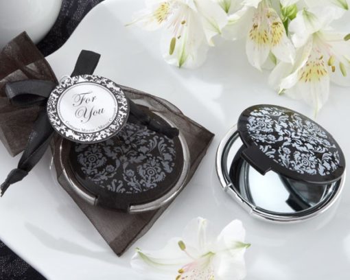 "Reflections" Elegant Black-and-White Mirror Compact