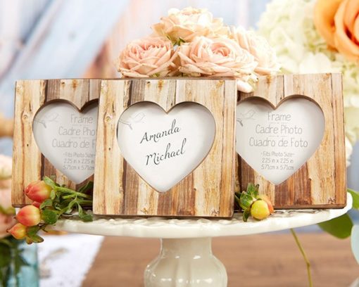 "Rustic Romance" Faux-Wood Heart Place Card Holder/Photo Frame