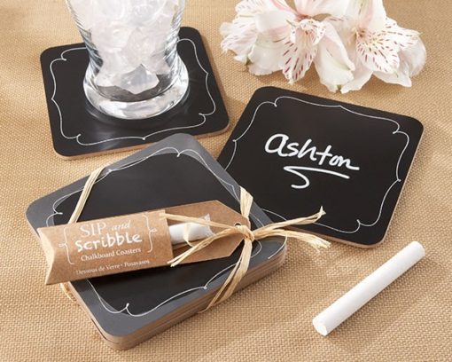 "Sip and Scribble" Chalkboard Coasters