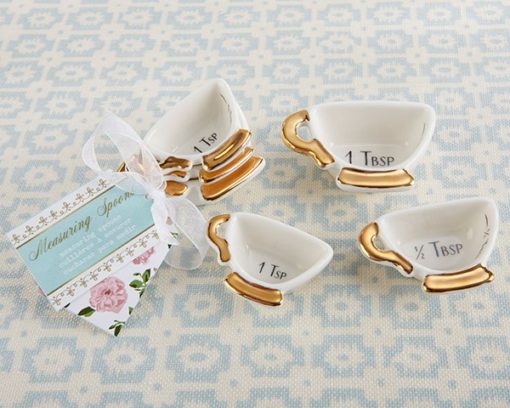 Tea Time Whimsy Ceramic Teacup Measuring Spoons