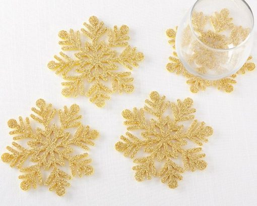Gold Glitter Snowflake Felt Coaster (Set of 4)