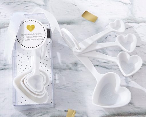 White Heart Plastic Measuring Spoons