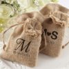 "Rustic Renaissance" Burlap Favor Bag with Drawstring Tie - Available Personalized (Set of 12)