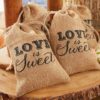 "Love is Sweet" Burlap Drawstring Favor Bag (Set of 12)