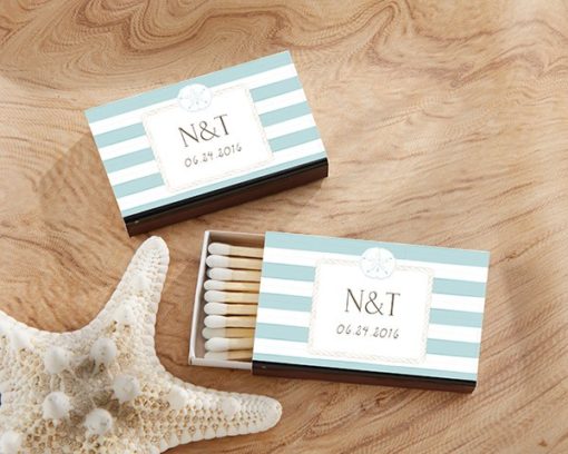 Personalized Black Matchboxes - Beach (Set of 50)