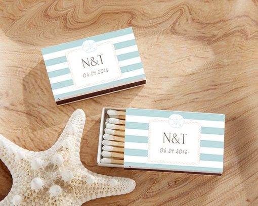 Personalized White Matchboxes - Beach (Set of 50)