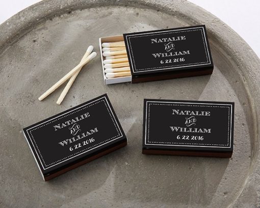 Personalized Black Matchboxes - Chalk (Set of 50)