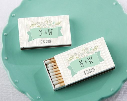 Personalized White Matchboxes - Rustic (Set of 50)