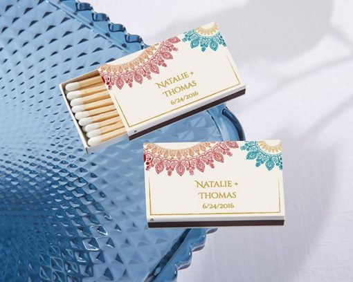 Personalized White Matchboxes - Indian Jewel (Set of 50)