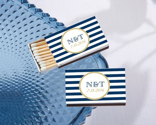 Personalized White Matchboxes - Nautical (Set of 50)