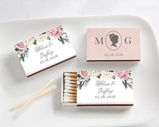 Personalized White Matchboxes - English Garden (Set of 50)