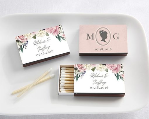 Personalized Black Matchboxes - English Garden (Set of 50)