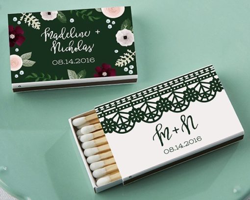 Personalized White Matchboxes - Romantic Garden (Set of 50)
