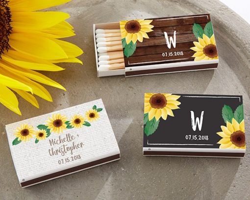 Personalized White Matchboxes - Sunflower (Set of 50)