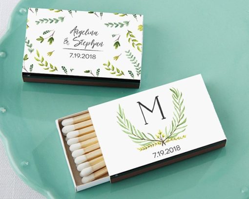 Personalized Black Matchboxes - Botanical Garden (Set of 50)