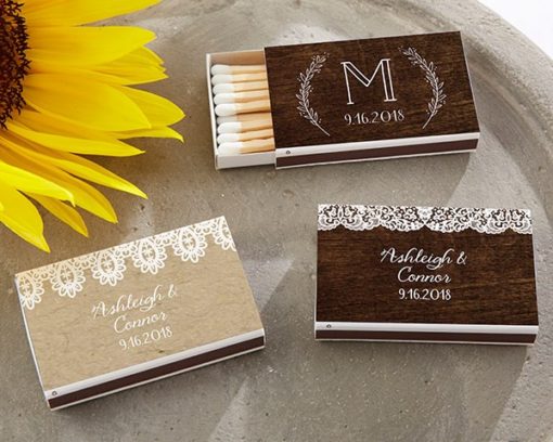 Personalized White Matchboxes - Rustic Charm Wedding (Set of 50)