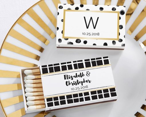 Personalized White Matchboxes - Modern Classic (Set of 50)