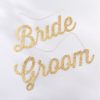 Gold Glitter Bride and Groom Chair Signs