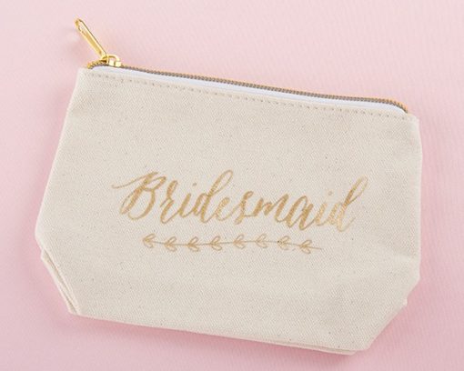 Gold Foil Bridesmaid Canvas Makeup Bag