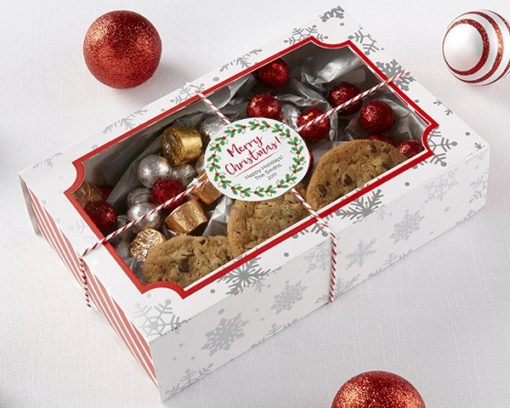 Silver Foil Snowflake Holiday Treat Box (Set of 12)