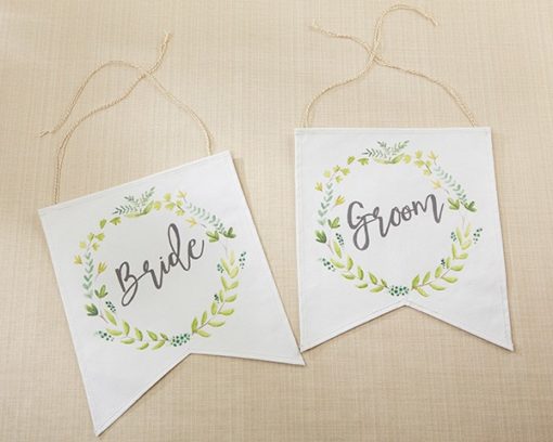 Botanical Canvas Bride and Groom Chair Signs