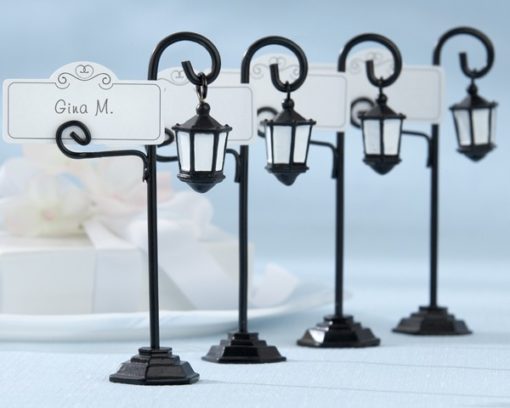 "Bourbon Street" Streetlight Place Card Holder with Coordinating Place Cards (Set of 4)