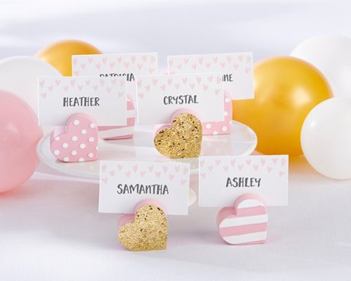 Pink And Gold Heart Place Card Holders - Assorted (Set of 6)