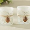 Leaf Print Tea Light Holder with Copper Acorn Charm (Set of 4)