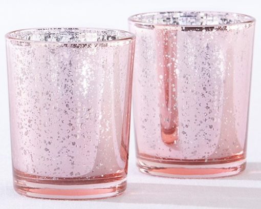 Light Pink Mercury Glass Tea Light Holder (Set of 4)