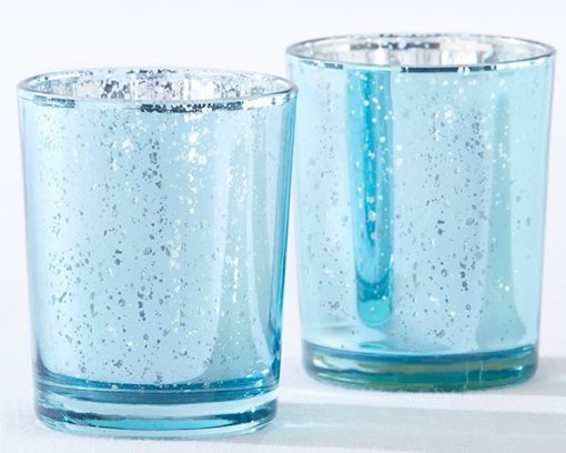 Light Blue Mercury Glass Tea Light Holder (Set of 4)