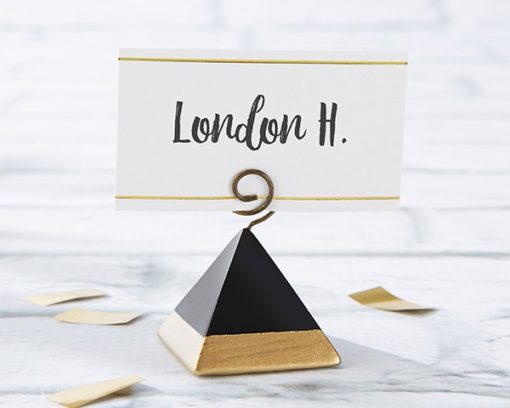 Gold Dipped Pyramid Place Card Holder (Set of 6)