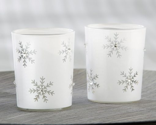 Sparkling Snowflake Glass Tea Light Holder (Set of 4)