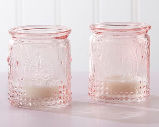 Vintage Pink Glass Tea Light Holder (Set of 4)