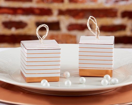 Striped Copper Foil Favor Box (Set of 24)