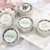 Personalized Silver Round Candy Tin - Rustic Wedding Collection (Set of 12)