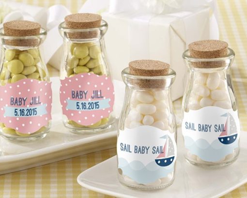 Personalized Milk Jar - Kate's Nautical Baby Shower Collection (Set of 12)