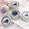 Personalized Silver Round Candy Tin - Nautical Birthday Collection (Set of 12)