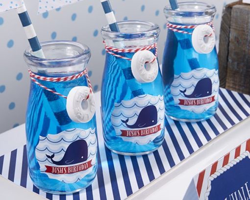Personalized Milk Jar - Kate's Nautical Birthday Collection (Set of 12)