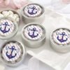 Personalized Silver Round Candy Tin - Nautical Bridal Shower Collection (Set of 12)