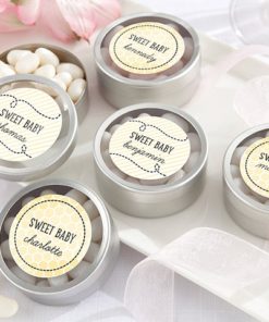 Personalized Silver Round Candy Tin - Sweet as can Bee Collection (Set of 12)