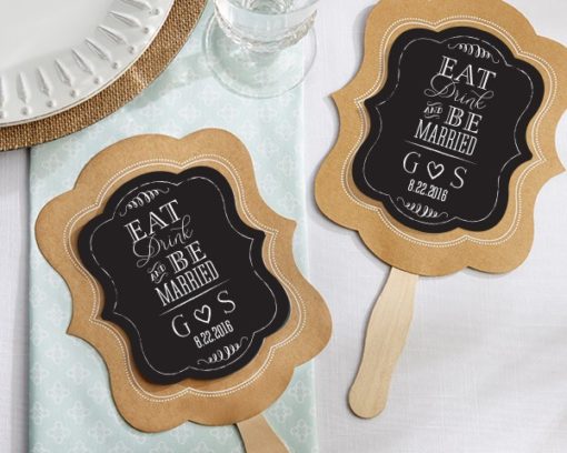 Personalized Kraft Fan - Eat, Drink & Be Married (Set of 12)
