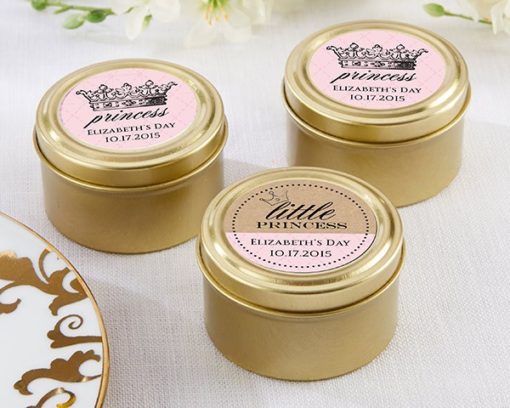 Personalized Gold Round Candy Tin - Little Princess (Set of 12)