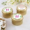 Personalized Gold Round Candy Tin - Pineapples and Palms (Set of 12)